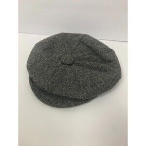 Vintage Wool Blend Newsboy Cap Hat Solid Gray Size 56 6 7/8  Peaky Blinders